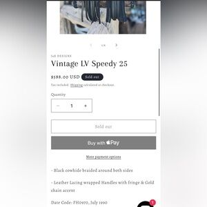 Authentic Vintage LV Speedy 25 with fringe